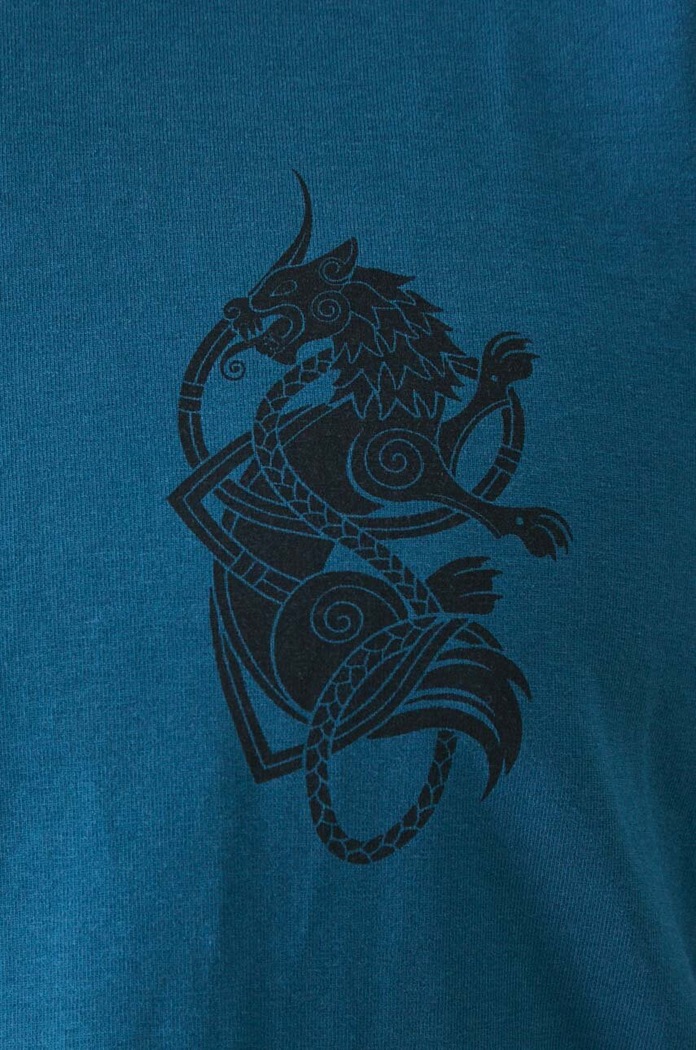 T-shirt bawełniany męski z domieszką elastanu z nadrukiem kolor turkusowy RW24-TSM602 turkusowy