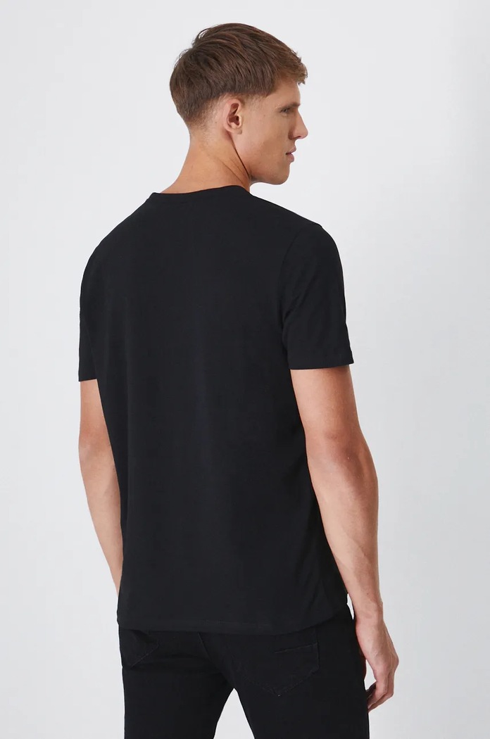 Odzież T-shirt bawełniany męski z domieszką elastanu z nadrukiem kolor czarny RW24-TSM622 czarny