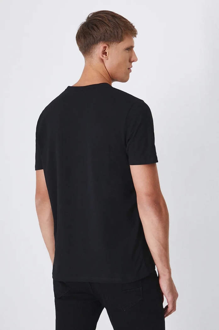 Odzież T-shirt bawełniany męski z domieszką elastanu z nadrukiem kolor czarny RW24-TSM622 czarny