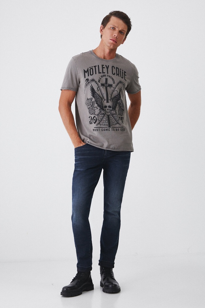 T-shirt bawełniany męski Mötley Crüe kolor szary RW24-TSM673 szary RW24