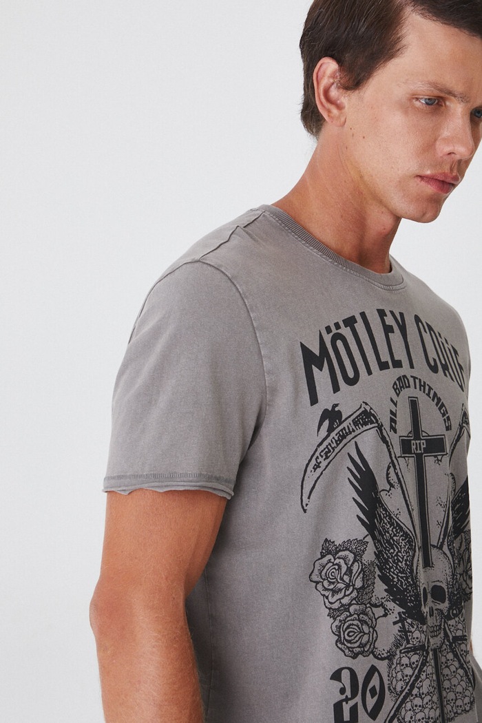 T-shirt bawełniany męski Mötley Crüe kolor szary szary RW24-TSM673