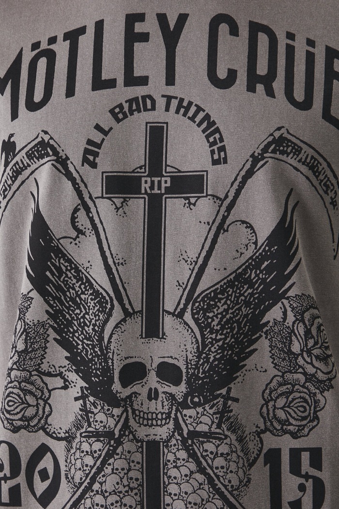 T-shirt bawełniany męski Mötley Crüe kolor szary RW24-TSM673 szary