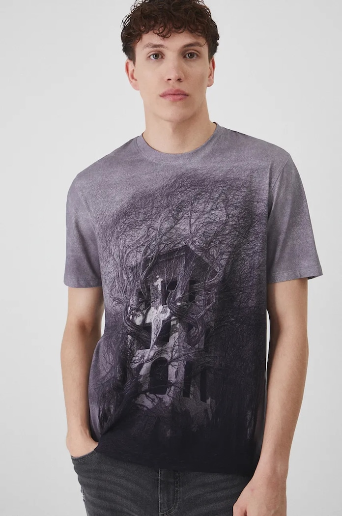 T-shirt męski z kolekcji Zdzisław Beksiński x Medicine kolor szary wzorzyste szary RW24-TSM856