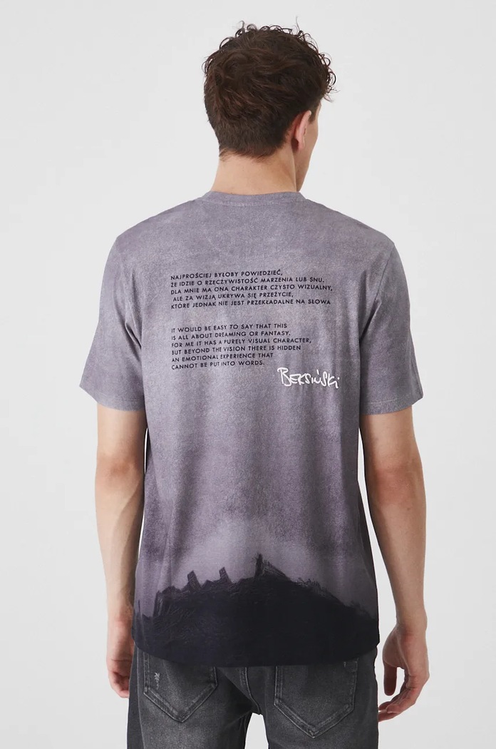 T-shirt męski z kolekcji Zdzisław Beksiński x Medicine kolor szary szary RW24-TSM856