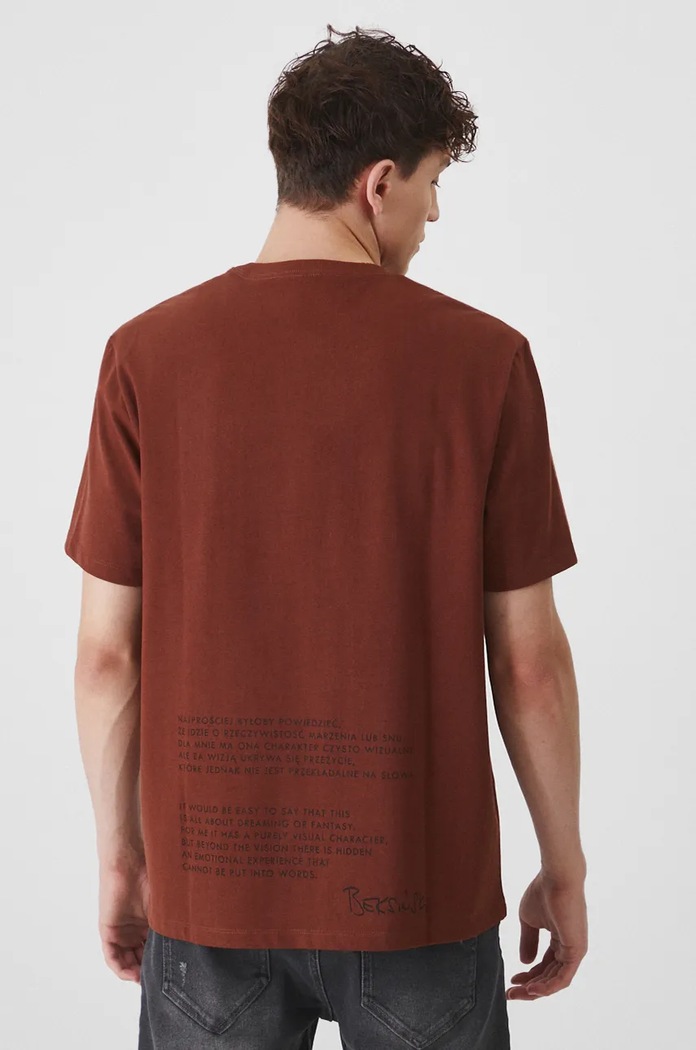 Odzież T-shirt bawełniany męski z kolekcji Zdzisław Beksiński x Medicine kolor pomarańczowy RW24-TSM859 pomarańczowy