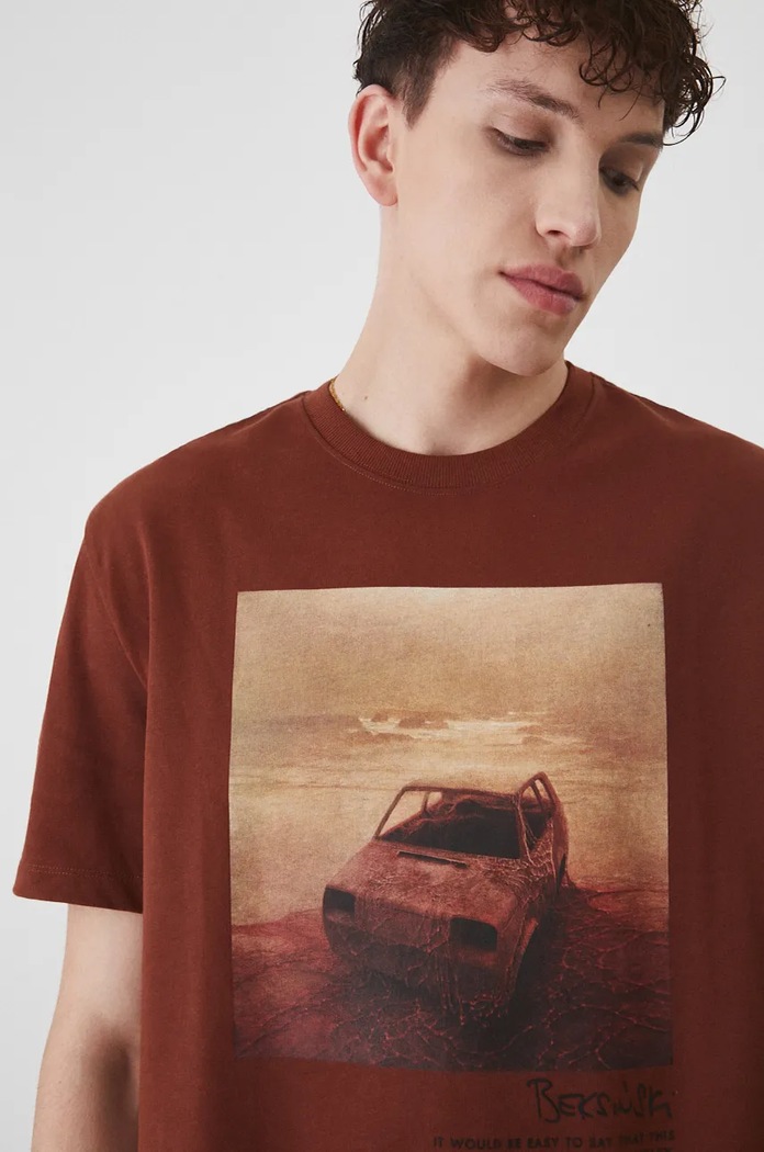 T-shirt bawełniany męski z kolekcji Zdzisław Beksiński x Medicine kolor pomarańczowy RW24-TSM859 pomarańczowy