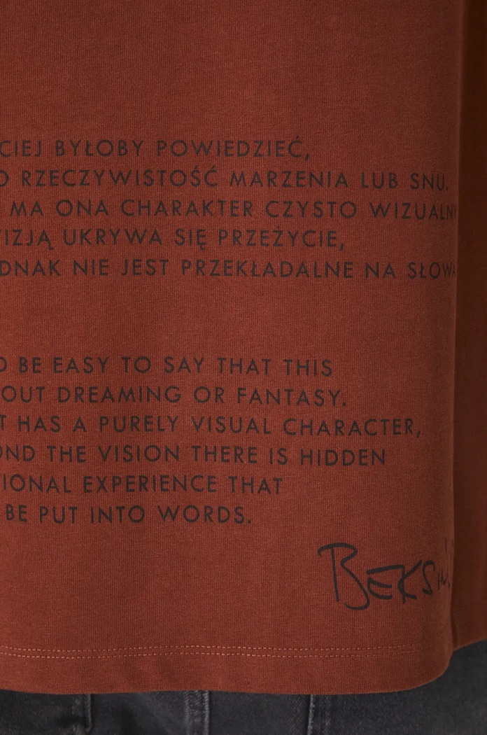 T-shirt bawełniany męski z kolekcji Zdzisław Beksiński x Medicine kolor pomarańczowy RW24-TSM859