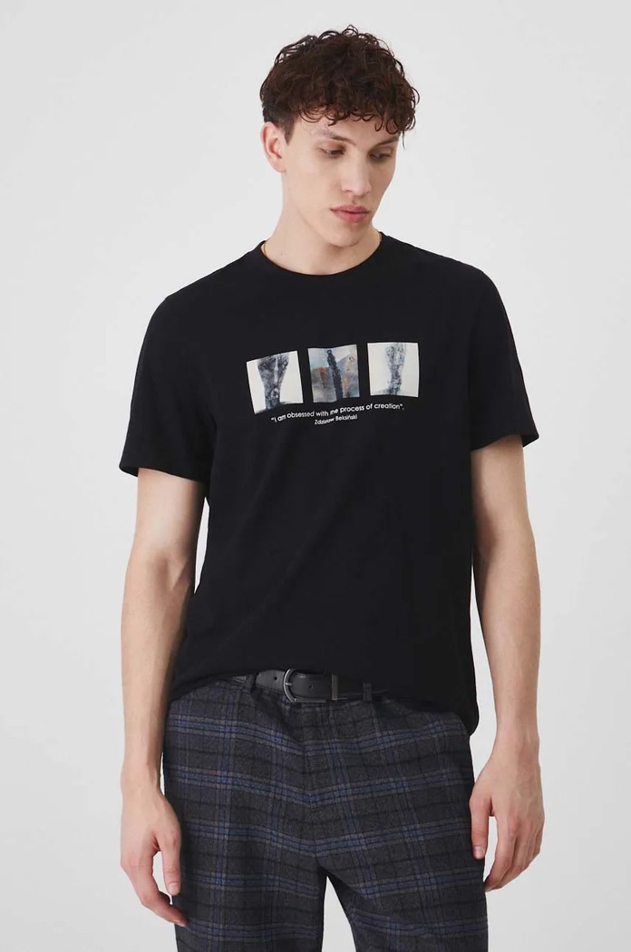T-shirt bawełniany męski z kolekcji Zdzisław Beksiński x Medicine kolor czarny RW24-TSM861 czarny