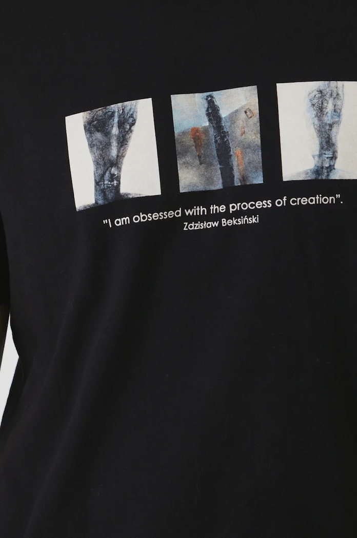 T-shirt bawełniany męski z kolekcji Zdzisław Beksiński x Medicine kolor czarny RW24-TSM861