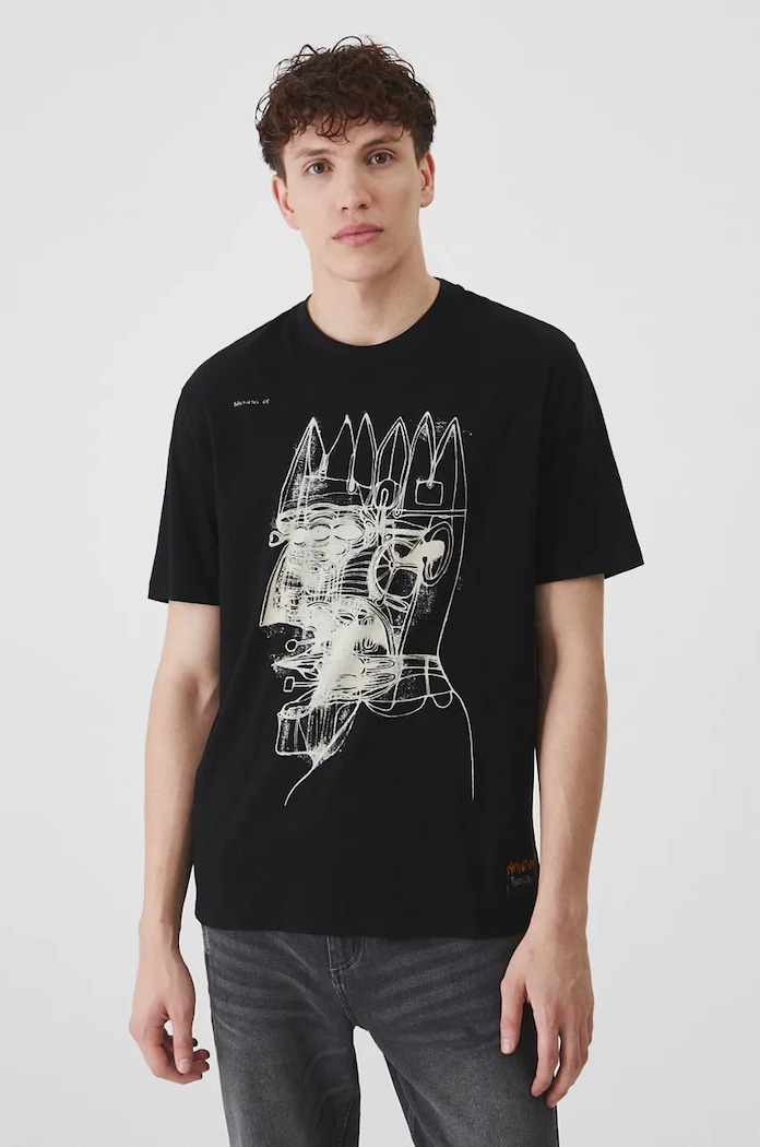T-shirt bawełniany męski z kolekcji Zdzisław Beksiński x Medicine kolor czarny czarny RW24-TSM862