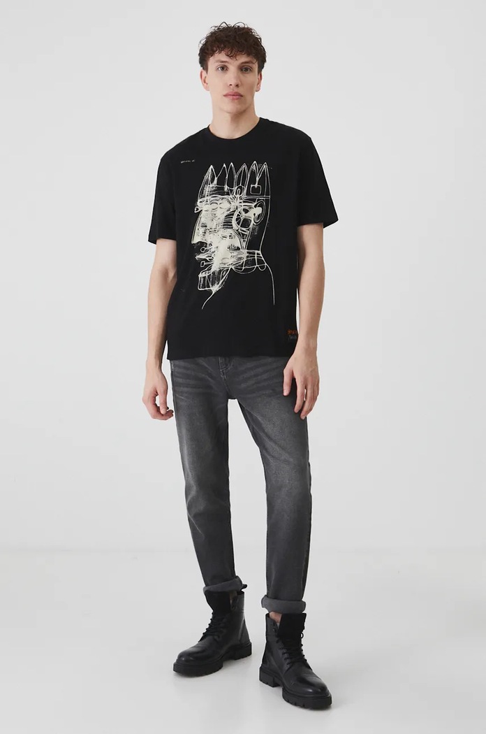 Odzież T-shirt bawełniany męski z kolekcji Zdzisław Beksiński x Medicine kolor czarny RW24-TSM862 czarny