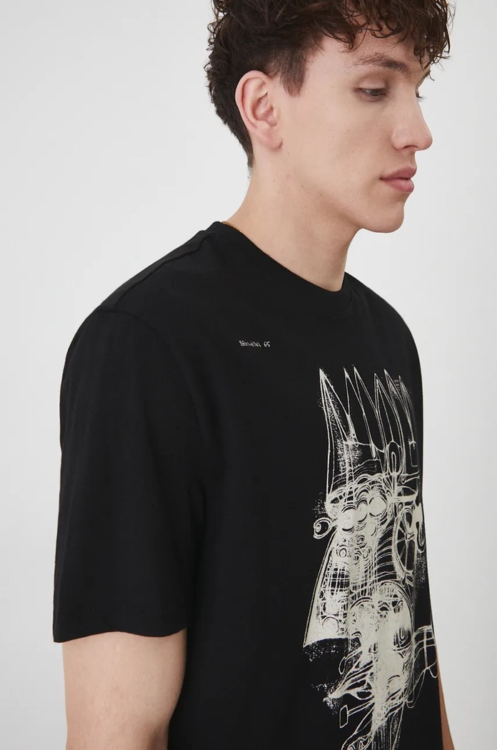 T-shirt bawełniany męski z kolekcji Zdzisław Beksiński x Medicine kolor czarny czarny RW24-TSM862