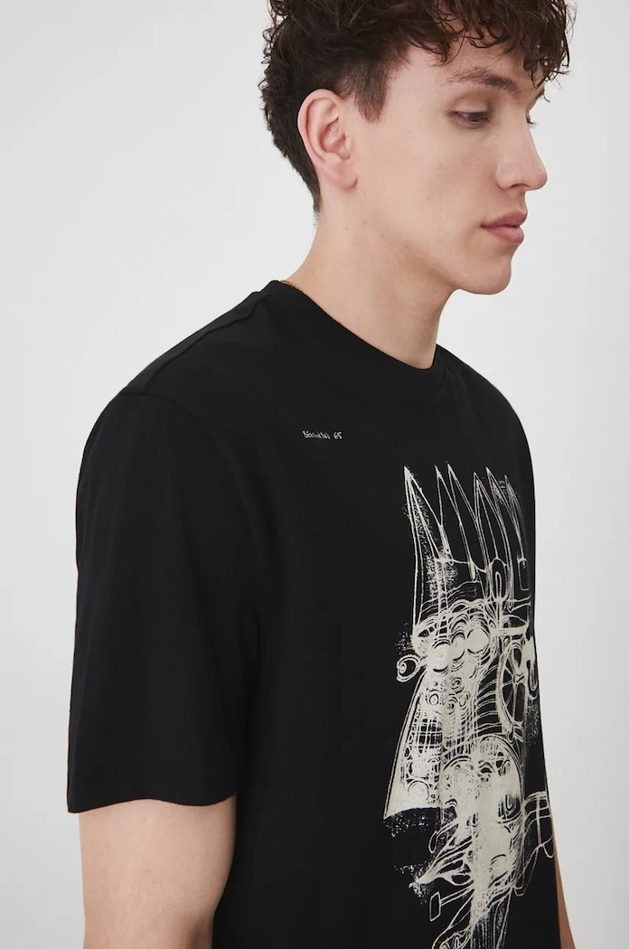 T-shirt bawełniany męski z kolekcji Zdzisław Beksiński x Medicine kolor czarny czarny RW24-TSM862