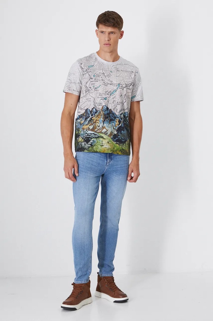 T-shirt bawełniany męski z domieszką elastanu wzorzysty kolor multicolor RW24-TSM900 multicolor RW24