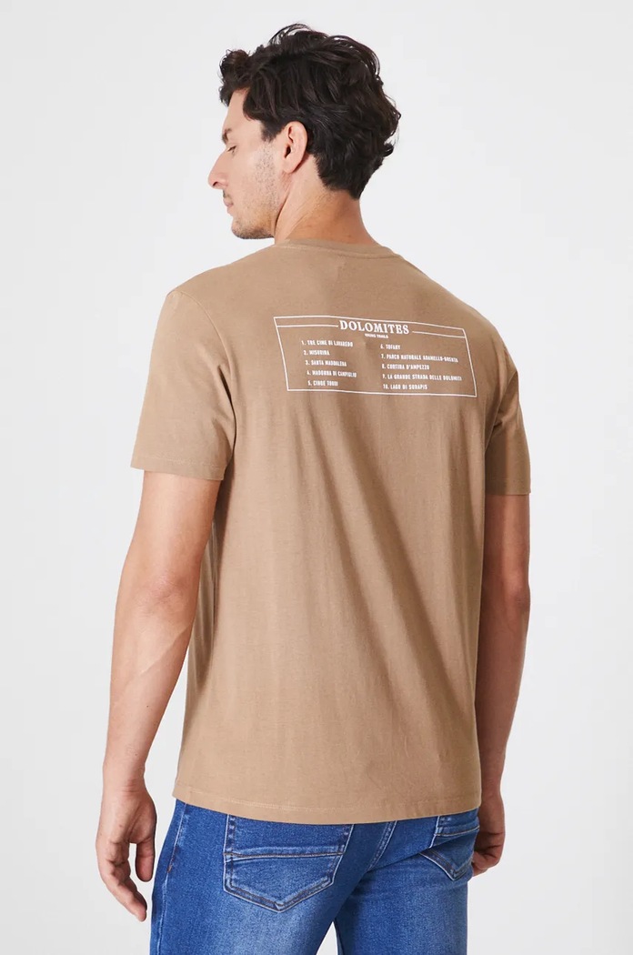 Odzież T-shirt bawełniany męski z nadrukiem kolor brązowy RW24-TSM902 brązowy