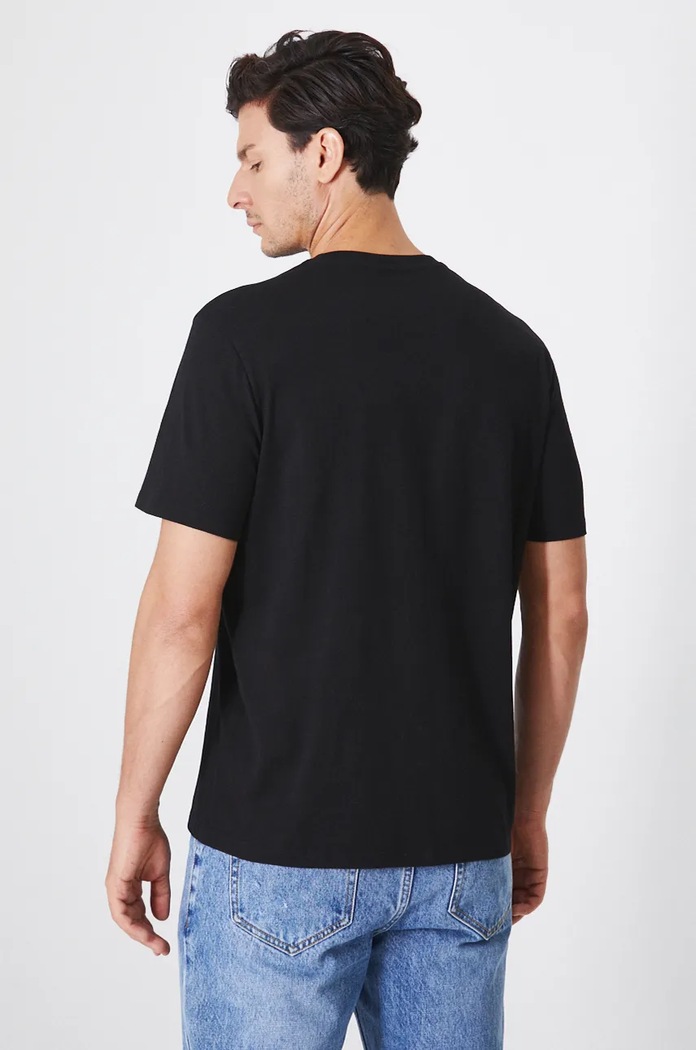 Odzież T-shirt bawełniany męski z nadrukiem kolor czarny RW24-TSM904 czarny