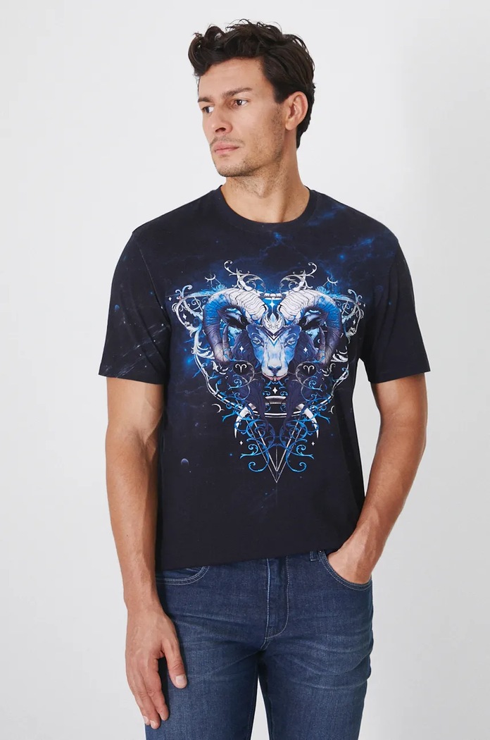 T-shirt męski z kolekcji Zodiak - Baran kolor czarny RW24-TSM955 czarny RW24