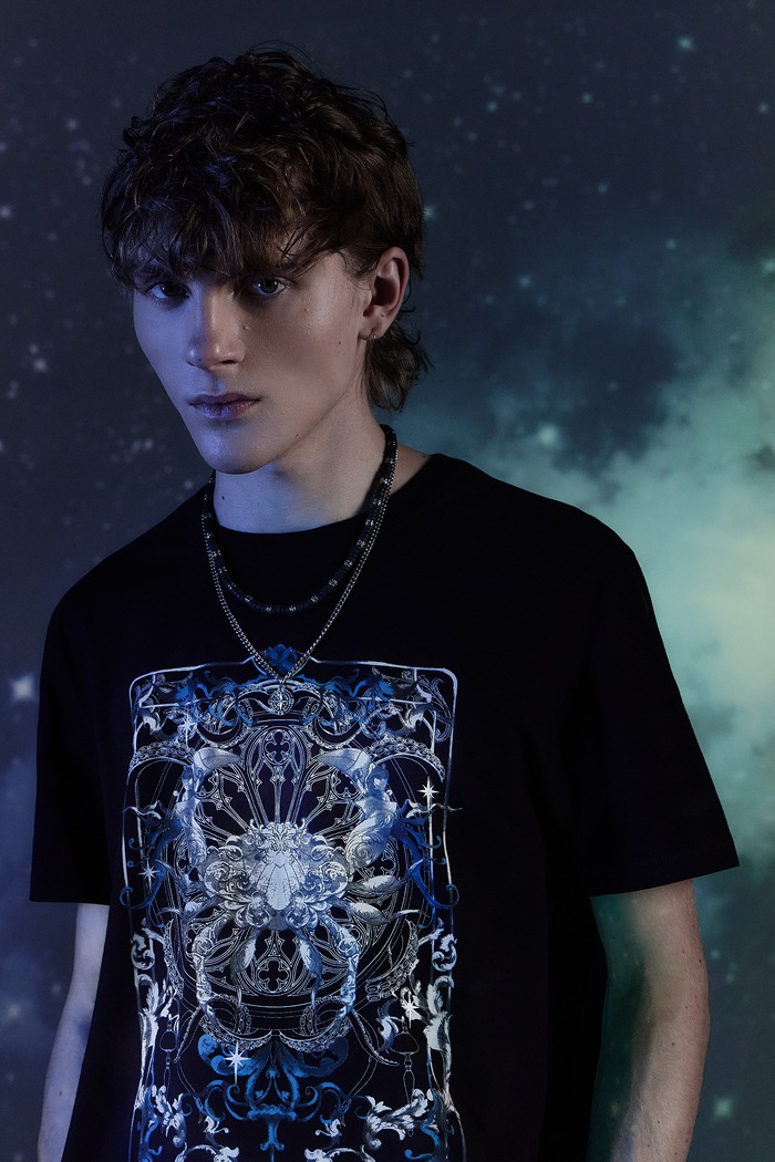 T-shirt bawełniany męski z kolekcji Zodiak - Rak kolor czarny RW24-TSM956