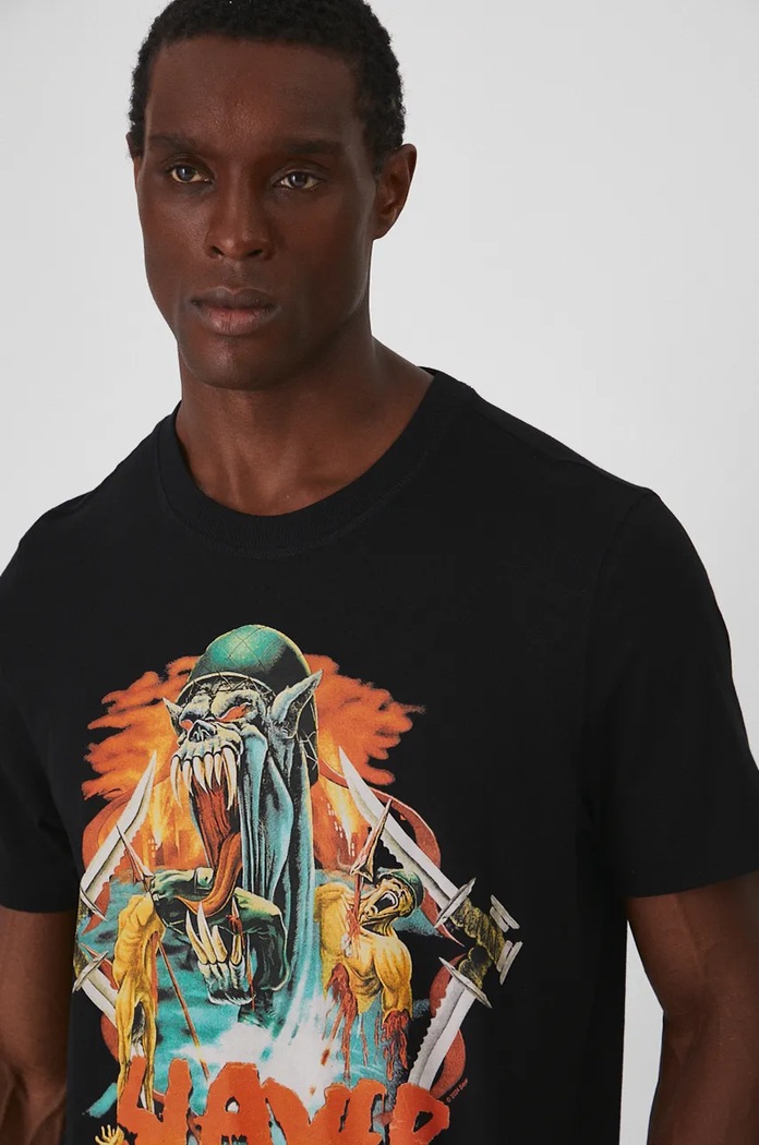 T-shirt bawełniany męski Slayer kolor czarny czarny RW24-TSMA71