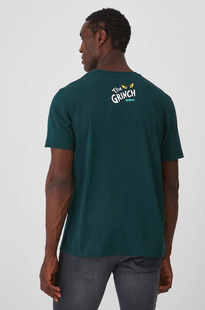 Odzież T-shirt bawełniany męski świąteczny Grinch kolor zielony RW24-TSMA76 zielony