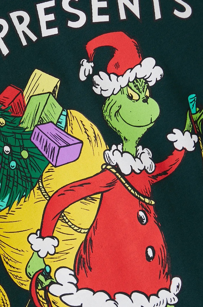 T-shirt bawełniany męski świąteczny Grinch kolor zielony RW24-TSMA76 zielony