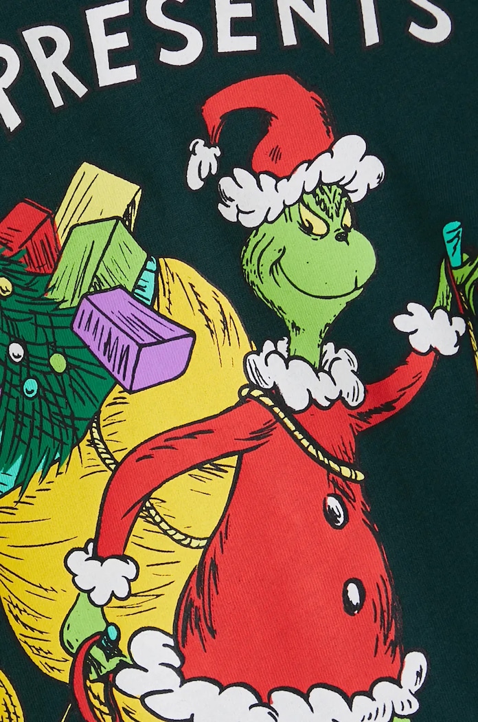 T-shirt bawełniany męski świąteczny Grinch kolor zielony RW24-TSMA76 zielony