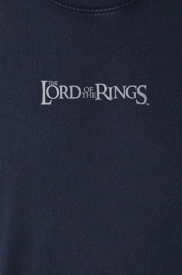 T-shirt bawełniany męski z kolekcji The Lord of the Rings kolor granatowy RW24-TSMA80
