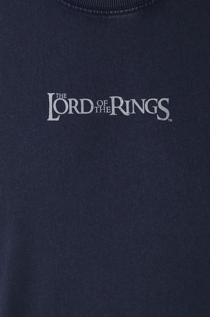 T-shirt bawełniany męski z kolekcji The Lord of the Rings kolor granatowy RW24-TSMA80