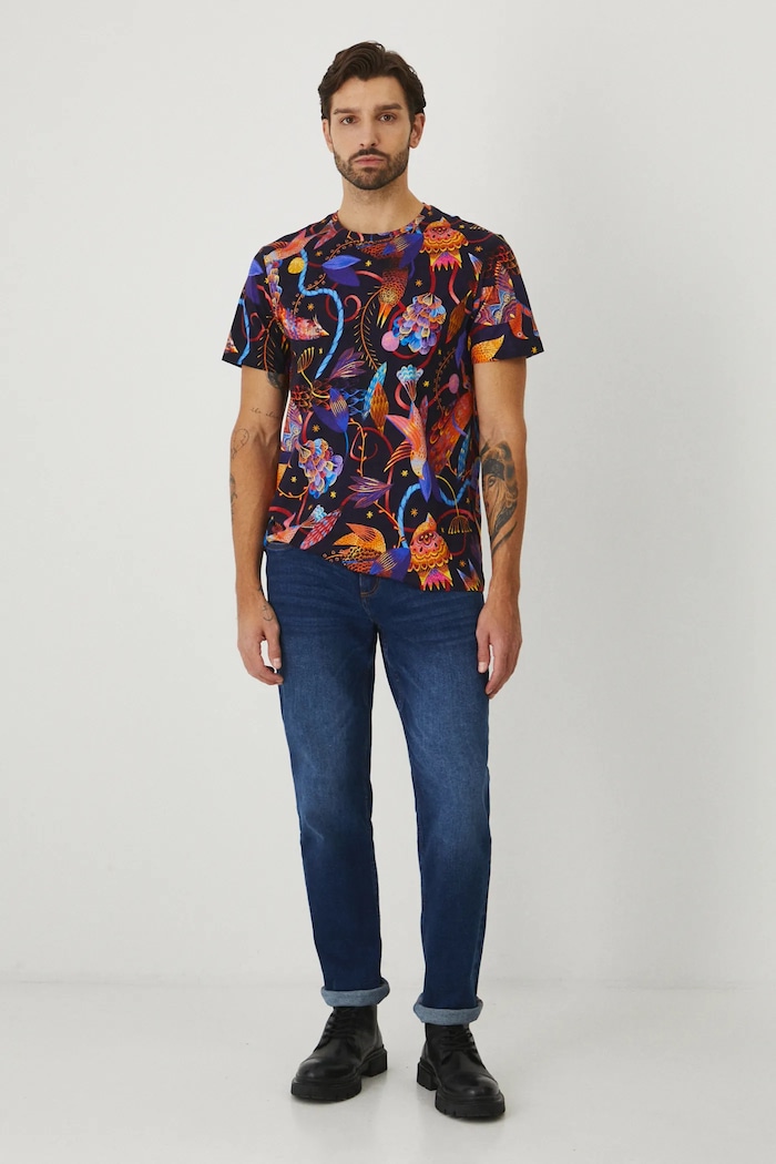 Odzież T-shirt bawełniany męski z kolekcji Karolina Matyjaszkowicz x Medicine kolor multicolor RW24-TSMB13 multicolor