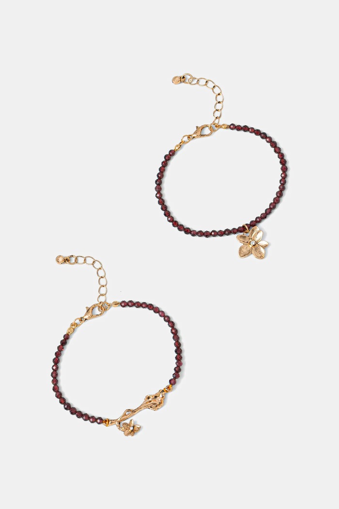 Náramky s prírodným kameňom (2-pack) prírodný kameň burgundské RW25-ABD500
