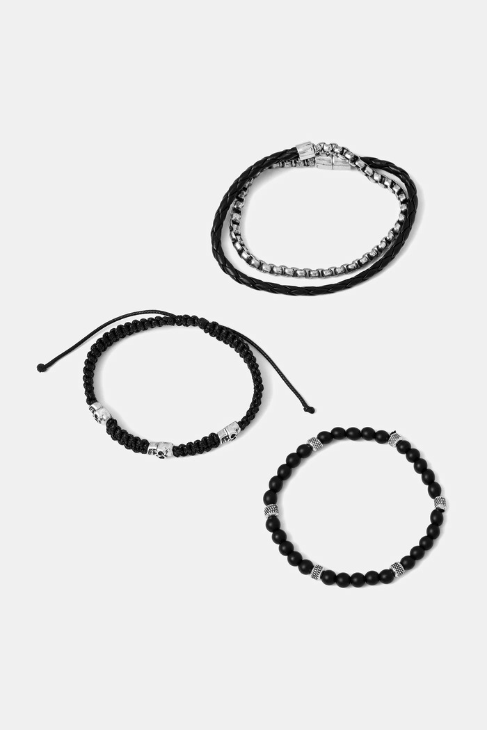 Bransoletki męskie z kamieniem naturalnym (3-pack) RW25-ABM501 czarny RW25