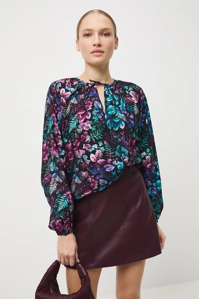 Bluzka damska wzorzysta z wiskozą RW25-BDD071 czarny RW25