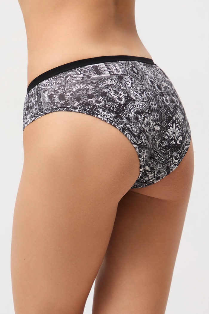 Figi bawełniane damskie briefs z elastanem wzorzyste (2-pack) RW25-BID501