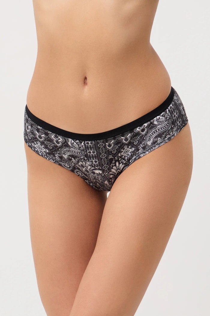 Figi bawełniane damskie briefs z elastanem wzorzyste (2-pack) RW25-BID501
