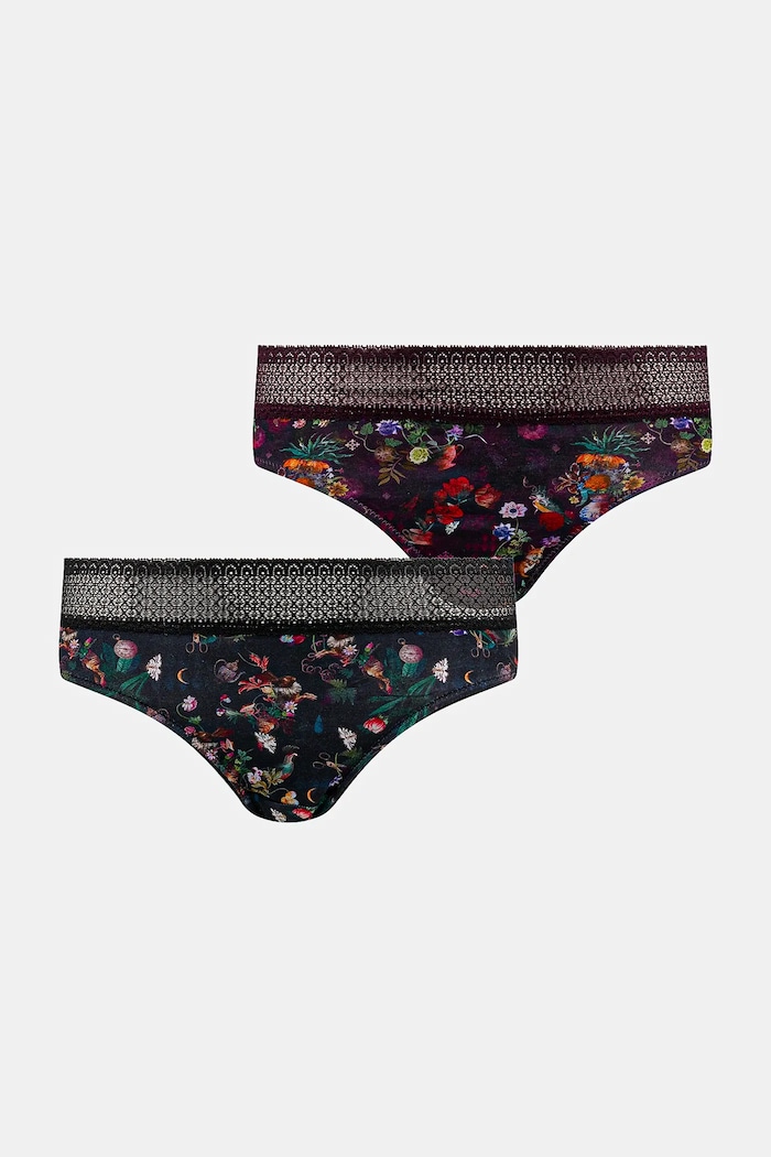 Figi bawełniane damskie briefs z elastanem wzorzyste (2-pack) RW25-BID901 multicolor RW25