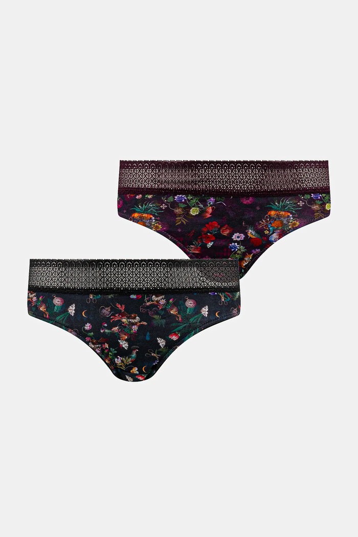 Figi bawełniane damskie briefs z elastanem wzorzyste (2-pack) RW25-BID901 multicolor RW25