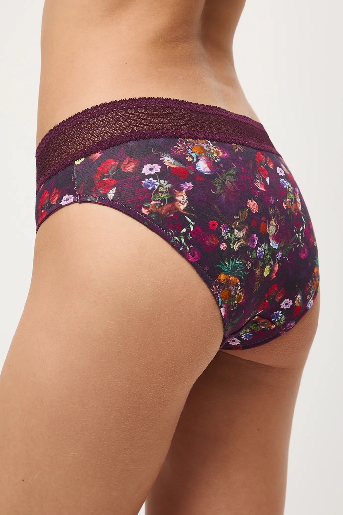 Figi bawełniane damskie briefs z elastanem wzorzyste (2-pack) RW25-BID901
