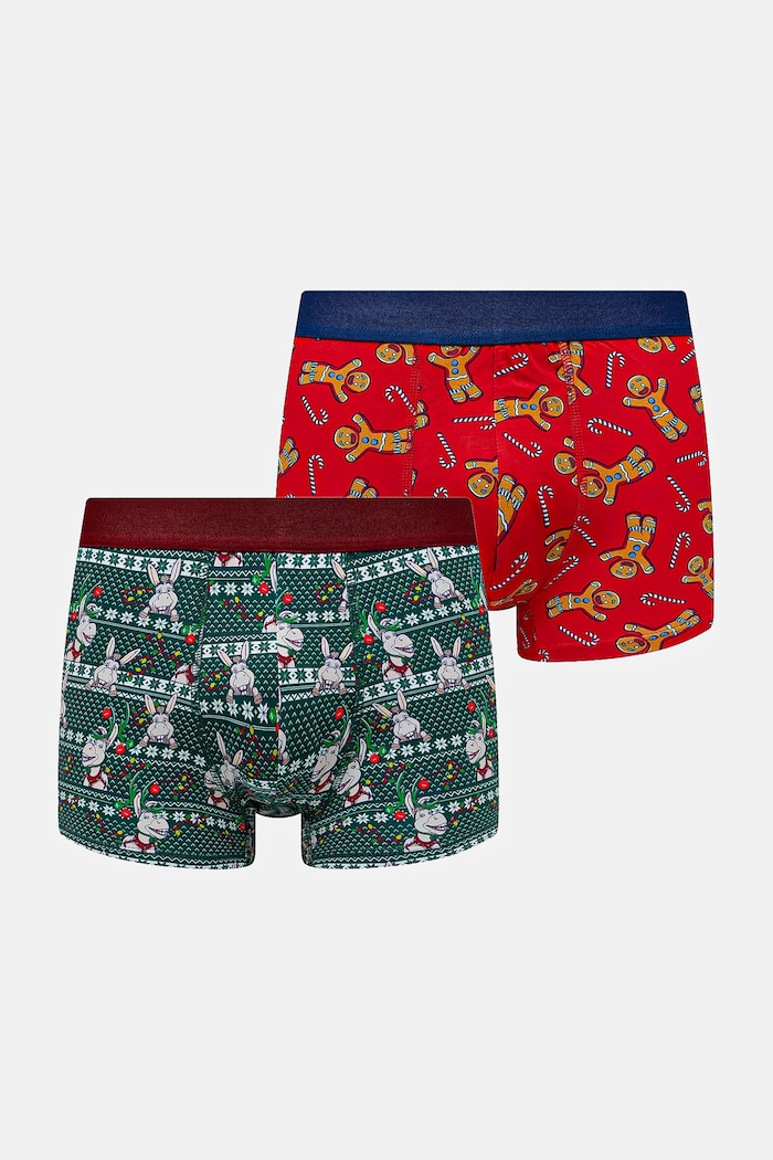 Bokserki bawełniane męskie z elastanem świąteczne Shrek (2-pack) dzianina multicolor RW25-BIMA52