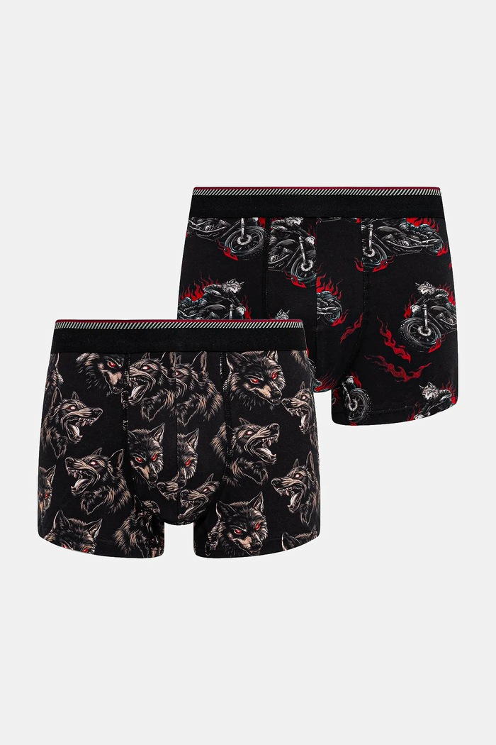 Bavlněné boxerky pánské s elastanem a vzorem (2-pack) 2-pack vícebarevná RW25-BIMB03