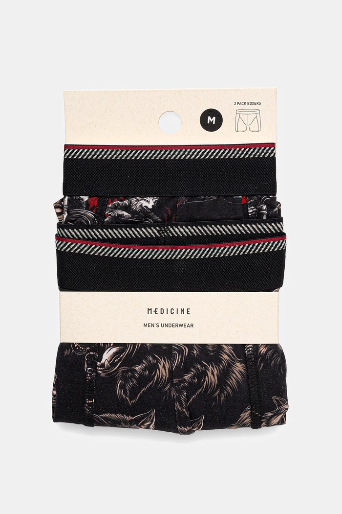 Bavlněné boxerky pánské s elastanem a vzorem (2-pack) RW25-BIMB03