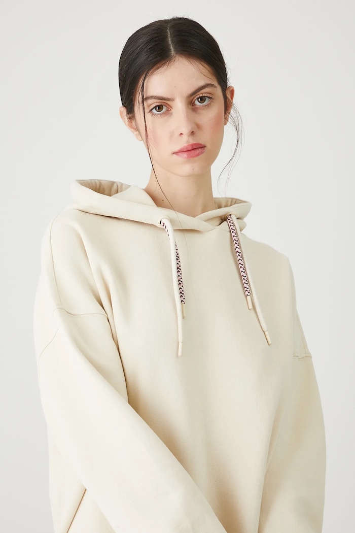 Bluza damska z ozdobną naszywką aplikacja beżowy RW25-BLD011