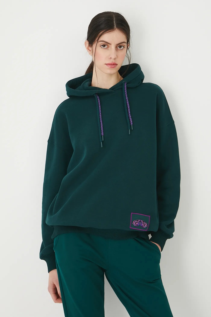 Bluza damska z ozdobną naszywką aplikacja zielony RW25-BLD011