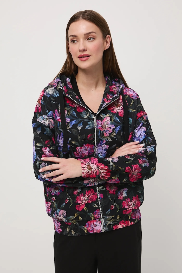 Bluza bawełniana damska z kapturem wzorzysta RW25-BLD030 czarny RW25