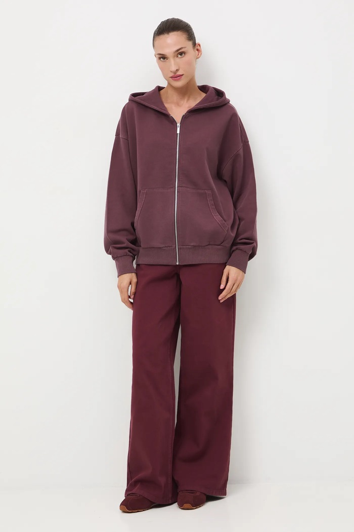 Bluza bawełniana damska z efektem sprania RW25-BLD050 fioletowy RW25