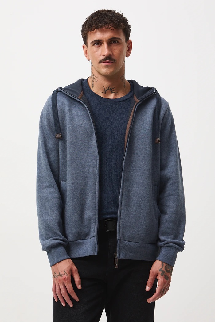 Bluza męska z kapturem z drobnym wzorem RW25-BLM051 niebieski RW25