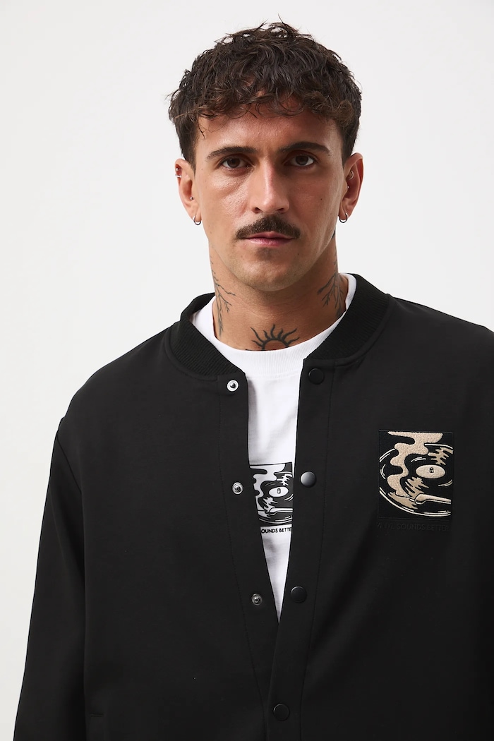 Bluza męska interlock z aplikacją czarny RW25-BLM603