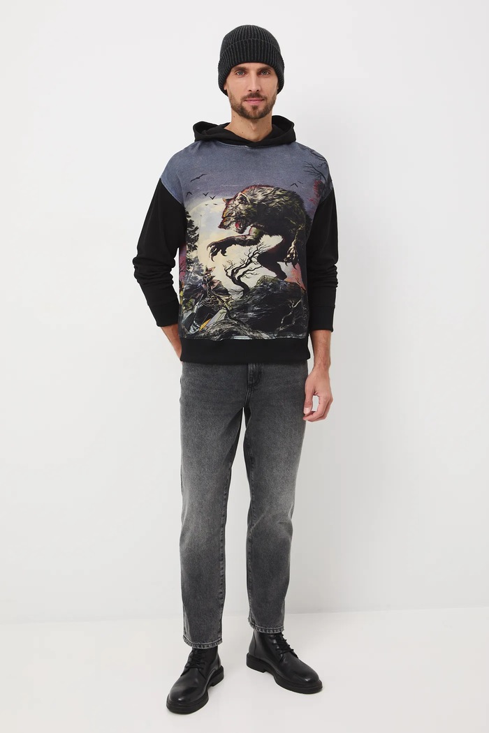 Bluza bawełniana męska wzorzysta RW25-BLM706 czarny RW25