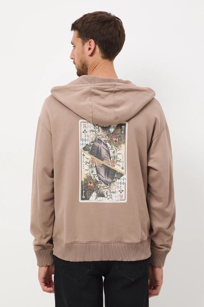Odzież Bluza bawełniana męska z nadrukiem i haftem RW25-BLM901 brązowy
