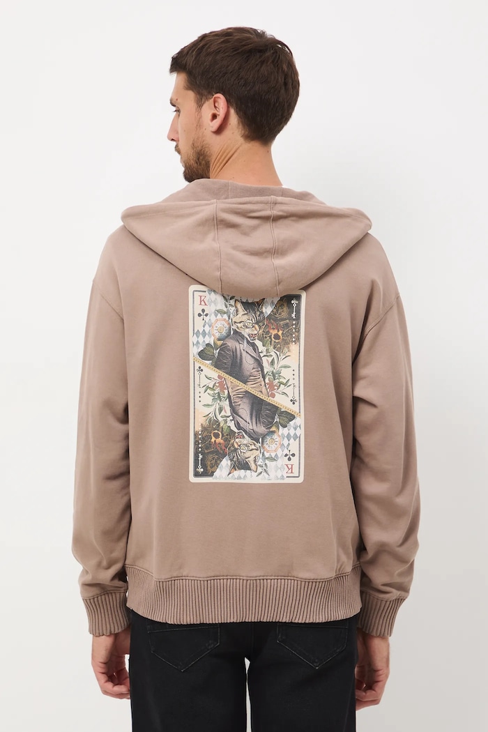 Odzież Bluza bawełniana męska z nadrukiem i haftem RW25-BLM901 brązowy