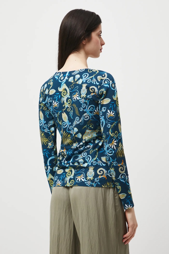 Odzież Longsleeve bawełniany z elastanem wzorzysty RW25-BUD302 granatowy